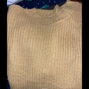 New Tutorutor Crew Neck Pom Pom Knit Loose Sweater Khaki